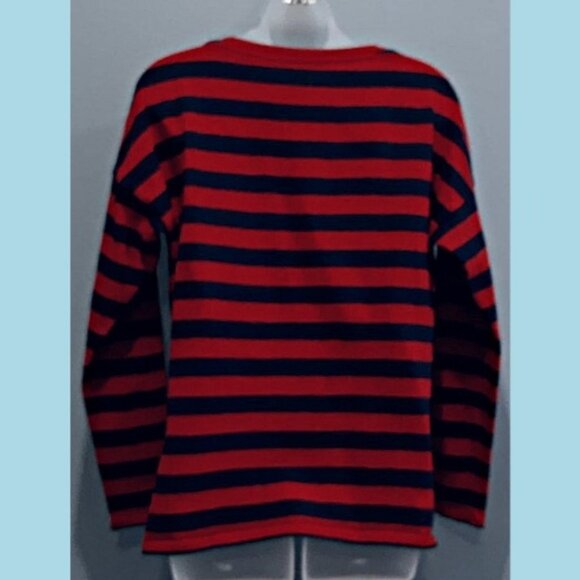 Tommy Hilfiger Striped Sweater Side Zipper Red Navy Preppy Womens Size Medium - Picture 7 of 11